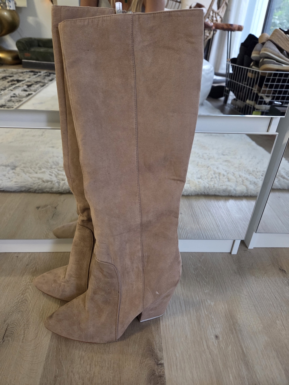 BCBGeneration Suede Over-the-Knee Boots in Light Brown